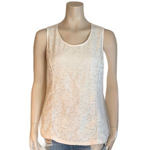 3/$30 Kenneth Cole White Lace Sleeveless Top Sz L